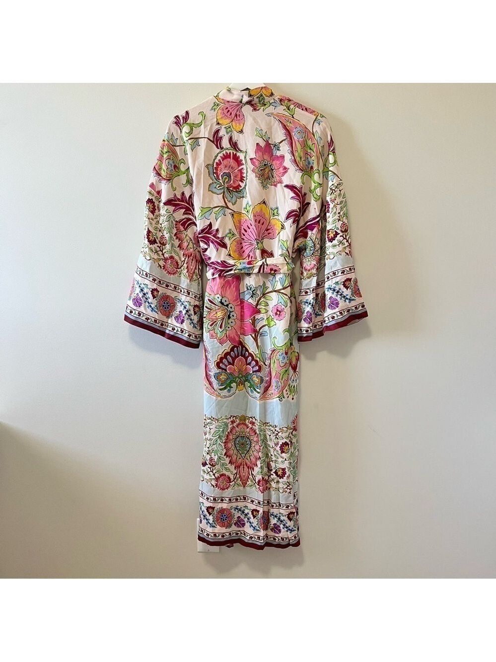 Zara Silky Floral Long Kimono Dress - Picture 7 of 10